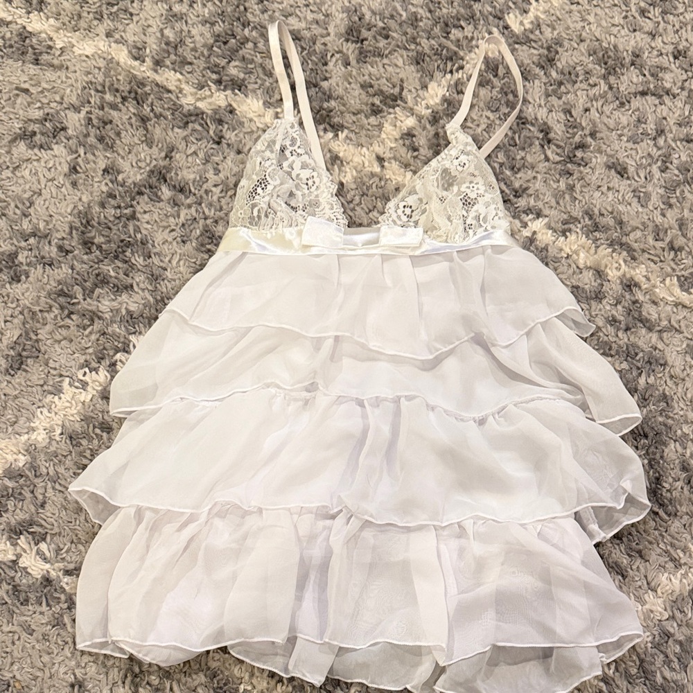 Dreamgirl White Lace Layered Chemise